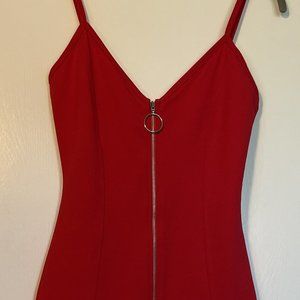 Sexy Red Bodycon Going Out Mini Dress With Zipper Detail